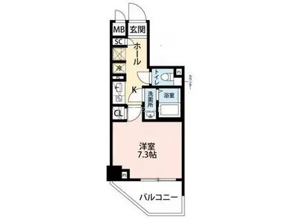 ジェノヴィア南麻布グリーンヴェール(1K/7階)の間取り写真