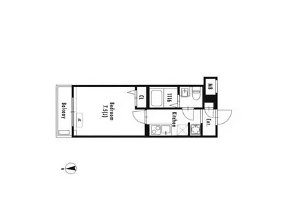 グランパセオ文京小日向(1K/1階)の間取り写真