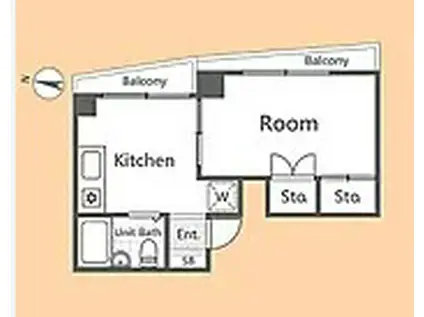 コーポナデシコII(1K/2階)の間取り写真