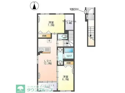 柏市若柴アパート(2LDK/2階)の間取り写真