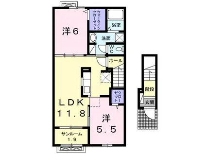 メゾン・ド・キャナルB(2LDK/2階)の間取り写真
