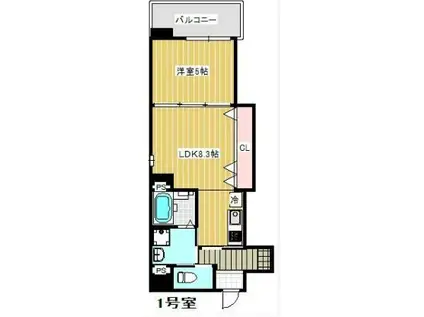 POTHOS呉本通(1LDK/6階)の間取り写真