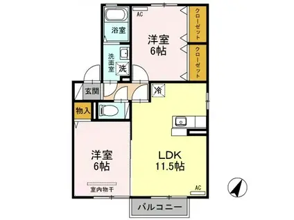 オリーブ B101(2LDK/1階)の間取り写真