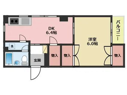 ゴーハイツ(1DK/2階)の間取り写真
