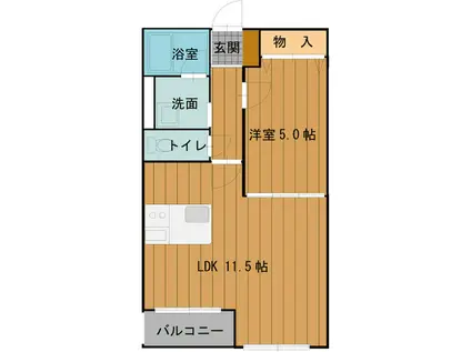 SOLEIL(1LDK/3階)の間取り写真