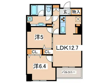 ドゥーエ横浜駅前(2LDK/14階)の間取り写真