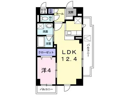 パークスクェア常盤平(1LDK/1階)の間取り写真