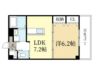 フロントオアシス京田辺(1LDK/2階)の間取り写真