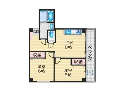 佐藤関大前ビル(2LDK/2階)の間取り写真