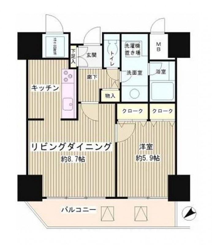 トレステージ目黒(1LDK/12階)の間取り写真