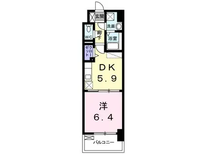 エレガンテブリッサ(1DK/4階)の間取り写真