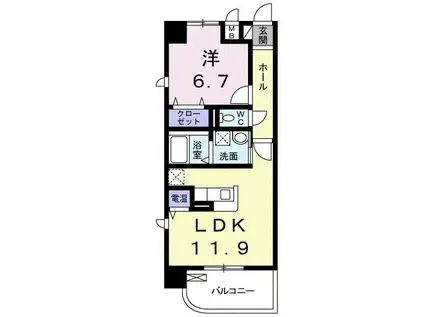 ヴィラ村雨(1LDK/3階)の間取り写真