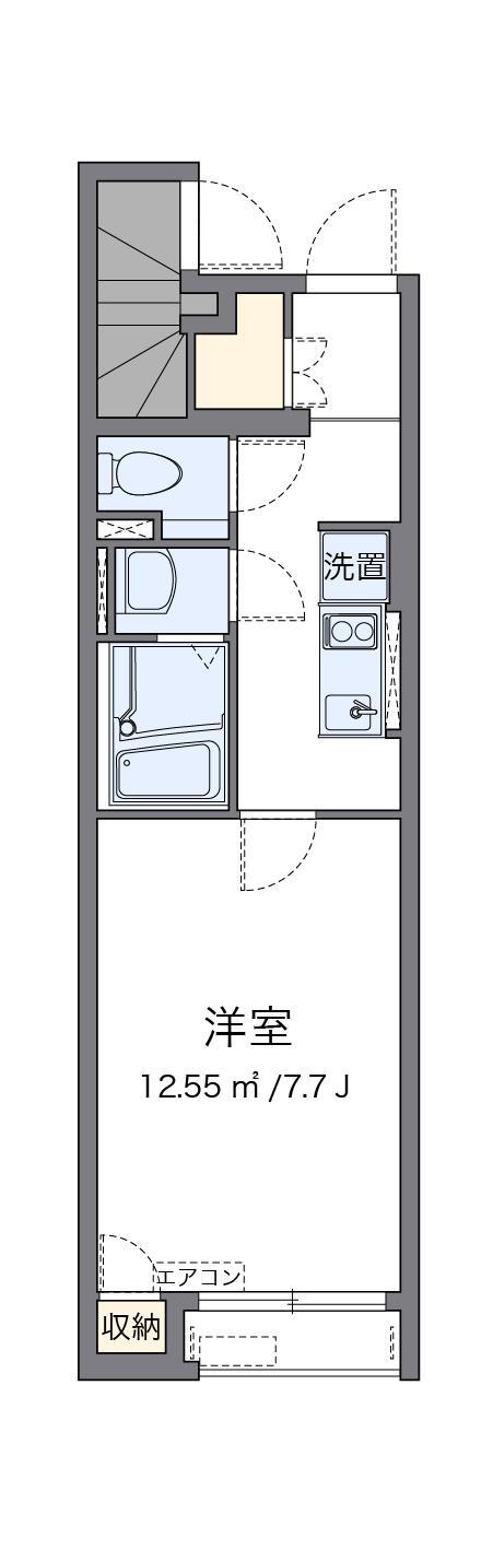 クレイノグレイス長府(1K/1階)の間取り写真