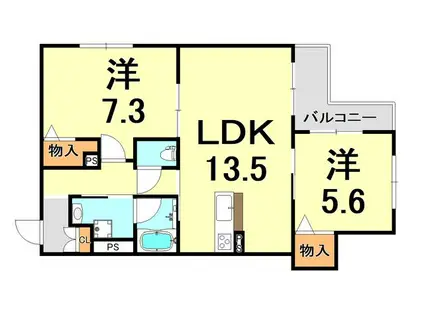 シャーメゾンF甲子園(2LDK/3階)の間取り写真