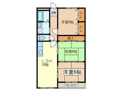 ヴィラロイヤル二色ノ浜(3LDK/4階)の間取り写真