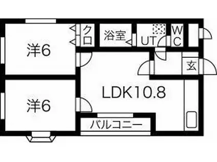 ラフィーネ南堀江(2LDK/4階)の間取り写真