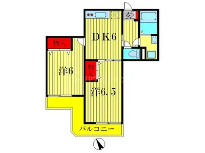 ハイツ平野(2DK/3階)の間取り写真