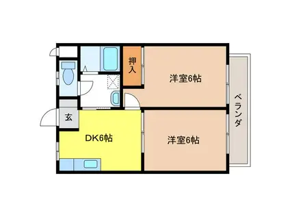 スカイパークパレス(2DK/1階)の間取り写真