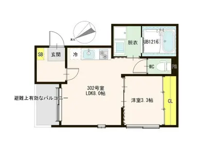 LIVELLE KITASENDAI(1LDK/3階)の間取り写真