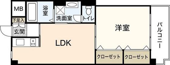 リビオーヌ五日市中央(1DK/4階)の間取り写真