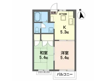 ソレイユ岩切B(2K/1階)の間取り写真