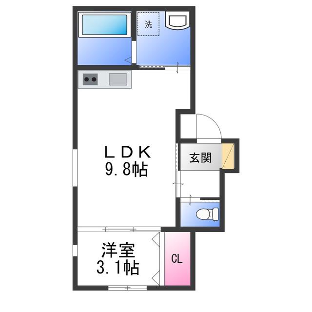 QHOUSE桑原(1LDK/1階)の間取り写真