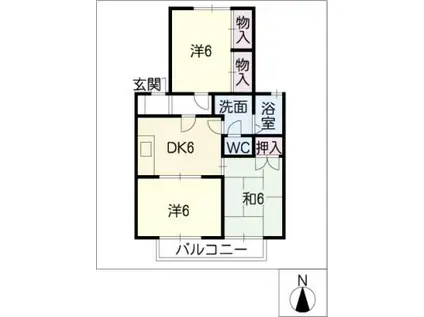 コンフォート(3DK/1階)の間取り写真