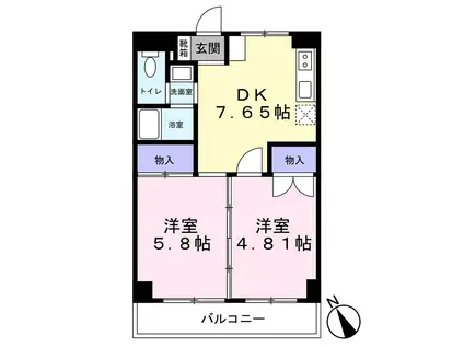 ポート白金(2DK/4階)の間取り写真