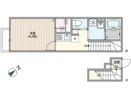 ミハス阿佐ヶ谷(1K/2階)の間取り写真