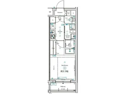 ディアレイシャス東京サウスパレス(1K/2階)の間取り写真