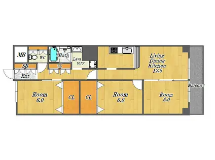 ライフステージ福島(3LDK/2階)の間取り写真