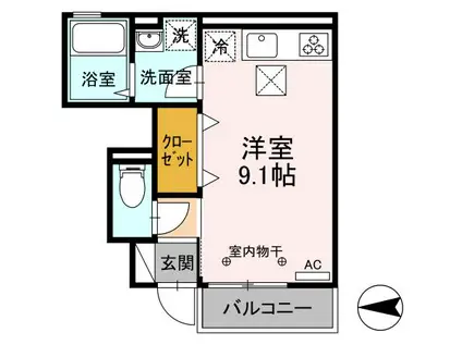 シティハウス高萩M(ワンルーム/1階)の間取り写真