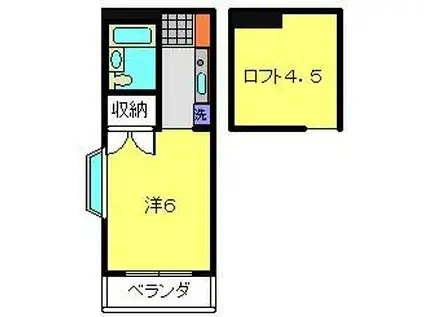 クレスト(ワンルーム/3階)の間取り写真