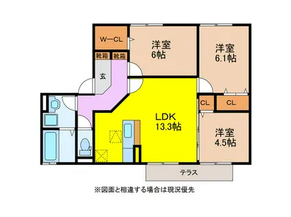 ウィルウィンド(3LDK/1階)の間取り写真