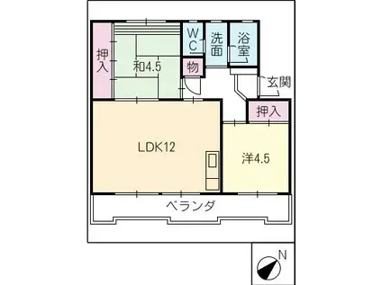 桜ヶ丘ハイツA(2LDK/3階)の間取り写真