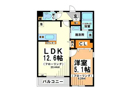 アリーナヒルズ(1LDK/2階)の間取り写真