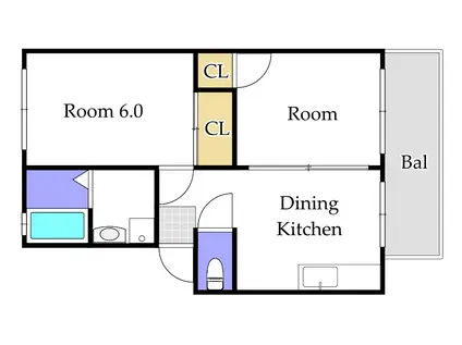 アビタシオン青江(2DK/1階)の間取り写真