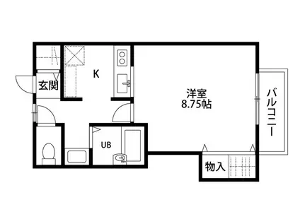 山都フラッツC(1K/2階)の間取り写真