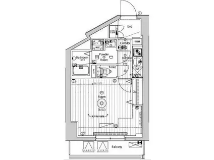 ユリカロゼ東向島(1K/3階)の間取り写真