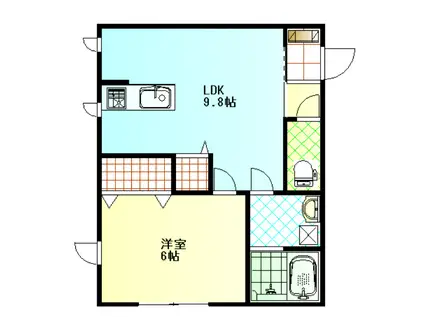 アイリスK(1LDK/1階)の間取り写真