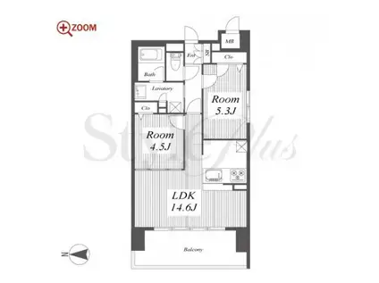 プレサンスロジェ上前津駅前II(2LDK/3階)の間取り写真