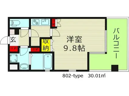 アクティコート京橋(1K/8階)の間取り写真