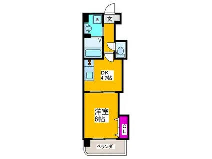 フレシュール 我孫子(1DK/4階)の間取り写真
