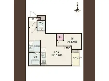 JACK MOTOSHIBATAHIGASHII(1LDK/2階)の間取り写真