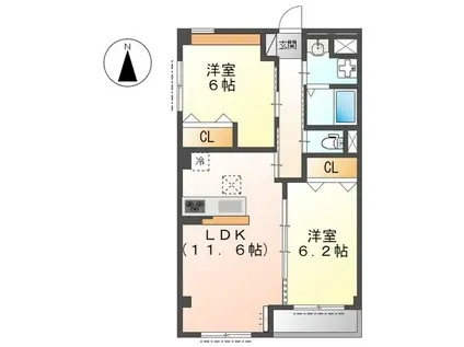 CHANP AUTEL(2LDK/2階)の間取り写真