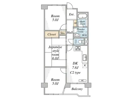 ファーストパレス与野本町(3DK/5階)の間取り写真