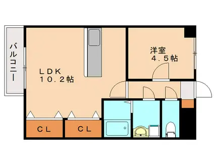 コムフォート秋桜II(1LDK/4階)の間取り写真
