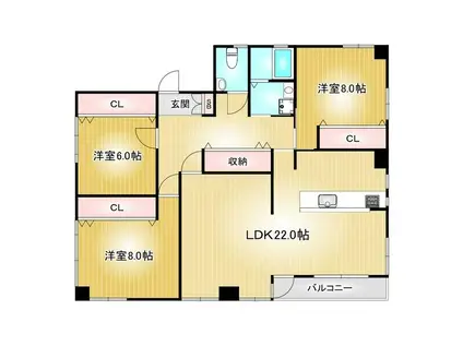 Y S BLDG(3LDK/3階)の間取り写真