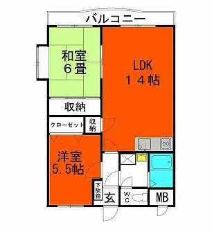 セラヴィI(2LDK/1階)の間取り写真