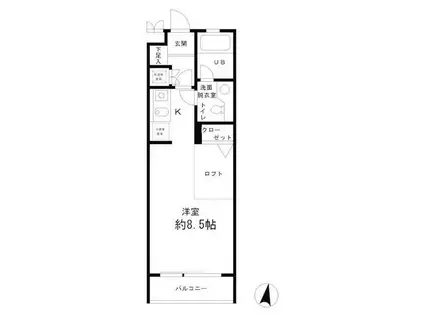 レジディア笹塚(ワンルーム/1階)の間取り写真